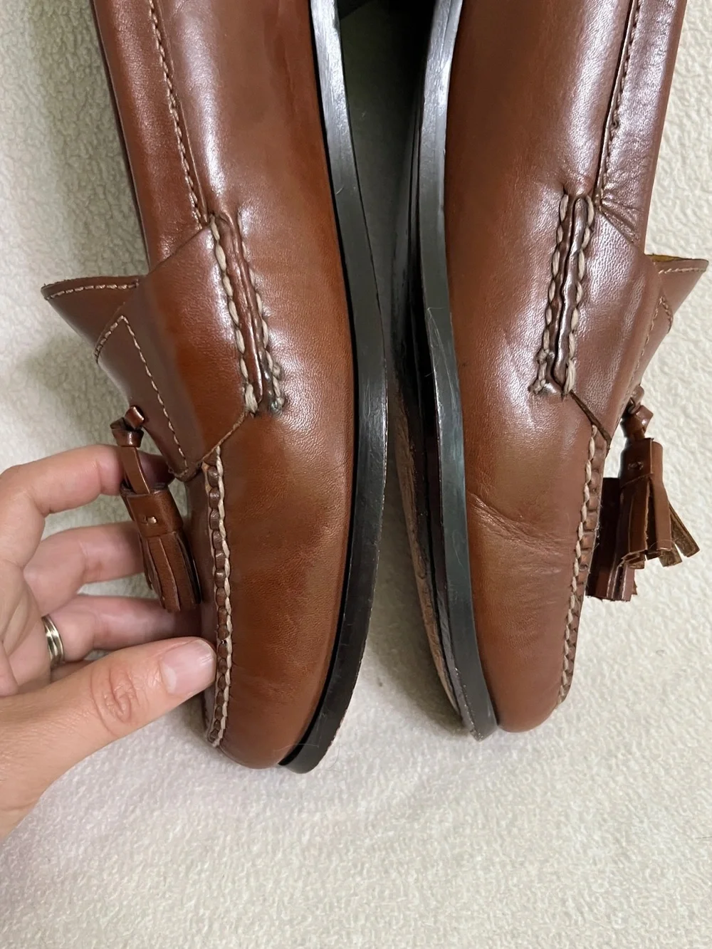 Cole Haan Men’s Tassel Loafers Cognac Leather Size 10 D Classic Dress Shoes